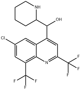 (6-CHLORO-2,8-BIS(TRIFLUOROMETHYL)QUINOLIN-4-YL)(PIPERIDIN-2-YL)METHANOL 结构式