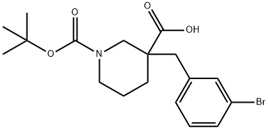 1-N-BOC-3-(3-BROMOBENZYL) PIPERIDINE-3-CARBOXYLIC ACID 结构式