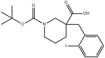 1-N-BOC-3-(2-IODOBENZYL) PIPERIDINE-3-CARBOXYLIC ACID 结构式