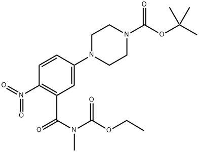 1-N-BOC-4-[3-(月桂酸乙胺基乙酯)-4-硝基-氨基甲酰基]哌嗪 结构式