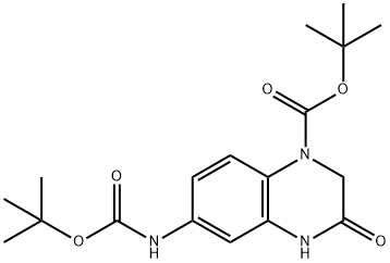 4-N-BOC-7-N-BOC-氨基-3,4-二氢-1H-喹喔啉-2-酮 结构式