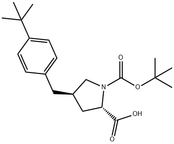 反-BOC-4-(4-叔丁基苄基)-L-脯氨酸 结构式