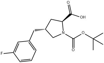 (2S,4R)-1-(叔丁氧基羰基)-4-(3-氟苄基)吡咯烷-2-甲酸 结构式