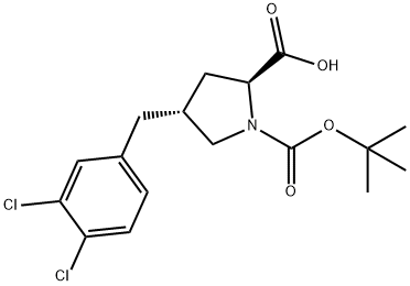 反-BOC-4-(3,4-二氯苄基)-L-脯氨酸 结构式