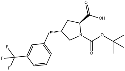 反式-N-BOC-4-[3-(三氟甲基)苄基]-L-脯氨酸 结构式