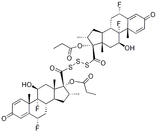 (6Α,11Β,16Α,17Α)-(6'Α,11'Β,16'Α,17'Α)-17,17'-(三硫代二羰基)双[6,9-二氟-11-羟基-16-甲基-17-(1-氧代丙氧基)-雄甾-1,4-二烯-3-酮 结构式