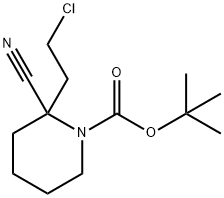 2-(2-氯乙基)-2-氰基-1-哌啶羧酸叔丁酯 结构式