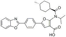 3-Furancarboxylic  acid,  5-[4-(2-benzoxazolyl)phenyl]-2-[[(trans-4-methylcyclohexyl)carbonyl](1-methylethyl)amino]- 结构式