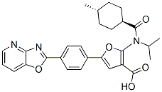 3-Furancarboxylic  acid,  2-[[(trans-4-methylcyclohexyl)carbonyl](1-methylethyl)amino]-5-(4-oxazolo[4,5-b]pyridin-2-ylphenyl)- 结构式