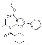 3-Furancarboxylic  acid,  2-[[(trans-4-methylcyclohexyl)carbonyl](1-methylethyl)amino]-5-phenyl-,  ethyl  ester 结构式
