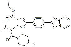 3-Furancarboxylic  acid,  5-(4-imidazo[1,2-a]pyridin-2-ylphenyl)-2-[[(trans-4-methylcyclohexyl)carbonyl](1-methylethyl)amino]-,  ethyl  ester 结构式