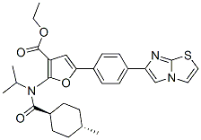 3-Furancarboxylic  acid,  5-(4-imidazo[2,1-b]thiazol-6-ylphenyl)-2-[[(trans-4-methylcyclohexyl)carbonyl](1-methylethyl)amino]-,  ethyl  ester 结构式