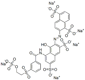 pentasodium 2-[[1-hydroxy-3,6-disulphonato-8-[[3-[[2-(sulphonatooxy)ethyl]sulphonyl]benzoyl]amino]-2-naphthyl]azo]naphthalene-1,5-disulphonate 结构式