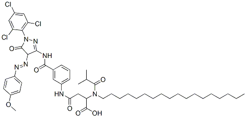 N-[3-[[[4,5-dihydro-4-[(4-methoxyphenyl)azo]-5-oxo-1-(2,4,6-trichlorophenyl)-1H-pyrazol-3-yl]amino]carbonyl]phenyl]-N2-(2-methylpropionyl)-N2-octadecyl-DL-asparagine  结构式