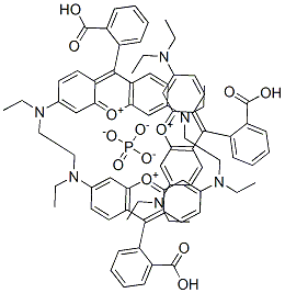 tris[9-(2-carboxyphenyl)-3,6-bis(diethylamino)xanthylium] phosphate 结构式