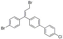 (E)-4-[3-bromo-1-(4-bromophenyl)-1-propenyl]-4'-chloro-1,1'-biphenyl  结构式