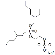sodium bis(2-ethylhexyl) methyl-2-(sulphonatooxy)ethyl phosphate 结构式