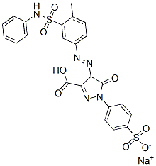 sodium hydrogen 4,5-dihydro-4-[[4-methyl-3-[(phenylamino)sulphonyl]phenyl]azo]-5-oxo-1-(4-sulphonatophenyl)-1H-pyrazole-3-carboxylate 结构式