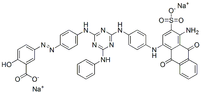 disodium 5-[[4-[[4-[[4-[(4-amino-9,10-dihydro-9,10-dioxo-3-sulphonato-1-anthryl)amino]phenyl]amino]-6-(phenylamino)-1,3,5-triazin-2-yl]amino]phenyl]azo]salicylate  结构式