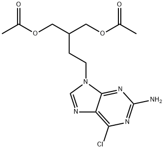 9-(4-乙酰氧基-3-乙酰氧甲基丁基)-2-氨基-6-氯嘌呤 结构式