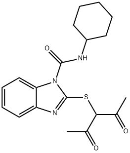 2-[(1-乙酰基-2-氧代丙基)硫]-N-环己基-1H-苯并咪唑-1-甲酰胺 结构式