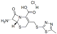 (6R-trans)-7-amino-3-[[(5-methyl-1,3,4-thiadiazol-2-yl)thio]methyl]-8-oxo-5-thia-1-azabicyclo[4.2.0]oct-2-ene-2-carboxylic acid monohydrochloride  结构式