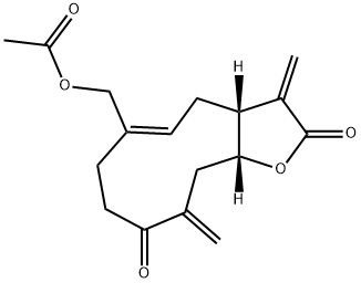 (3aR,5Z,11aR)-6-[(Acetyloxy)methyl]-3a,7,8,10,11,11a-hexahydro-3,10-bis(methylene)cyclodeca[b]furan-2,9(3H,4H)-dione 结构式