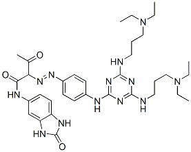 2-[[4-[[4,6-双[[3-(二乙氨基)丙基]苯基]-1,3,5-三嗪-2-基]氨基]苯基]偶氮]-N-(2,3-二氢-2-氧代-1H-苯并咪唑-5-基)-3-氧代丁酰胺 结构式