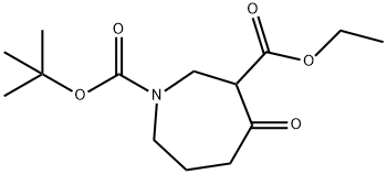 1-BOC-4-氧代-3-氮杂环庚烷甲酸乙酯 结构式