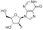 9-(2-脱氧-2-氟-beta-D-阿拉伯呋喃糖基)-1,9-二氢-6H-嘌呤-6-酮 结构式