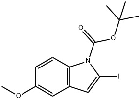 2-碘-5-甲氧基-1H-吲哚-1-羧酸叔丁酯 结构式