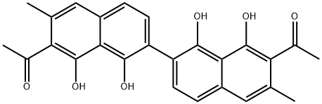 7,7'-Diacetyl-6,6'-dimethyl-2,2'-binaphthalene-1,1',8,8'-tetrol 结构式