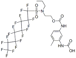 4-Methyl-1,3-benzenedicarbamic acid 1-[2-[N-propyl-N-(heptadecafluorooctyl)sulfonylamino]ethyl] ester 结构式