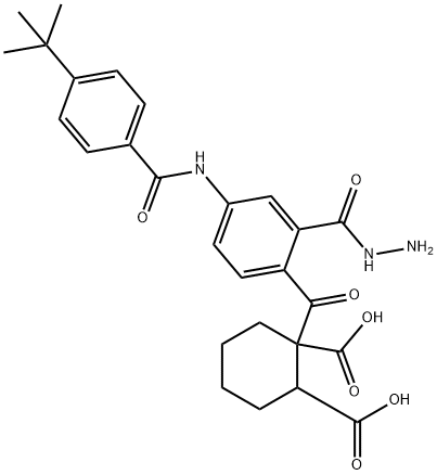 2-[(2-{4-[(4-tert-butylbenzoyl)amino]benzoyl}hydrazino)carbonyl]cyclohexanecarboxylic acid 结构式