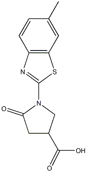 1-(6-Methyl-1,3-benzothiazol-2-yl)-5-oxopyrrolidine-3-carboxylic acid 结构式