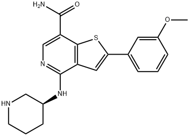 2-(3-METHOXYPHENYL)-4-[[(3S)-PIPERIDIN-3-YL]AMINO]THIENO[3,2-C]PYRIDINE-7-CARBOXAMIDE 结构式