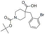 1-BOC-4-(2-溴苄基)-4-哌啶甲酸 结构式