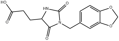 3-[1-(1,3-Benzodioxol-5-ylmethyl)-2,5-dioxoimidazolidin-4-yl]propanoic acid 结构式