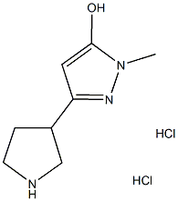 1-甲基-3-吡咯烷-3-基-1H-吡唑-5-醇二盐酸盐 结构式