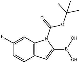 1-BOC-6-氟吲哚-2-硼酸 结构式