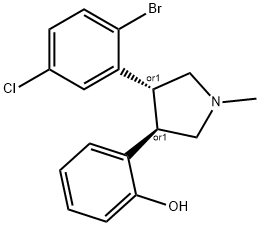 反式-N-甲基-3-(2-羟基苯基)-4-(2-溴-5-氯苯基)吡咯烷 结构式