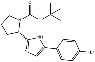 (S)-2-(5-(4-溴苯基)-1H-咪唑-2-基)吡咯烷-1-羧酸叔丁酯 结构式