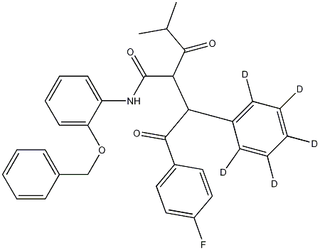 4-氟-ALPHA-(2-甲基-1-氧代丙基)-GAMMA-氧代-BETA-(苯基-2,3,4,5,6-D<SUB>5</SUB>)-N-[2-(苯基甲氧基)苯基]苯丁酰胺 结构式