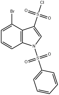 4-BROMO-1-PHENYLSULFONYL-3-CHLOROSULFONYLINDOL 结构式