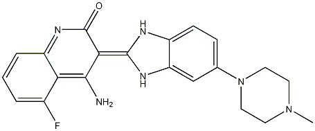 2(3H)-Quinolinone, 4-amino-3-[1,3-dihydro-5-(4-methyl-1-piperazinyl)-2H-benzimidazol-2-ylidene]-5-fluoro-, (3E)- 结构式