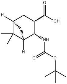 (1R,2R,3S,5R)-(2-TERT-BUTOXYCARBONYLAMINO)-6,6-DIMETHYLBICYCLO[3.1.1]HEPTAN-3-CARBOXYLIC ACID 结构式