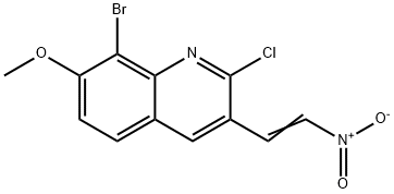 E-8-BROMO-2-CHLORO-7-METHOXY-3-(2-NITRO)VINYLQUINOLINE 结构式