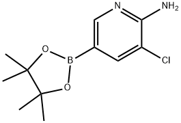 3-氯-5-(4,4,5,5-四甲基-1,3,2-二氧杂环戊硼烷-2-基)吡啶-2-胺 结构式