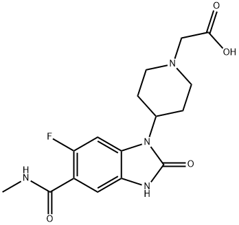 1-Piperidineacetic acid, 4-[6-fluoro-2,3-dihydro-5-[(methylamino)carbonyl]-2-oxo-1H-benzimidazol-1-yl]- 结构式