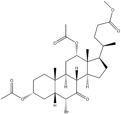 (3ALPHA,5BETA,6ALPHA,12ALPHA)-3,12-双(乙酰氧基)-6-溴-7-酮基胆烷-24-酸甲酯 结构式